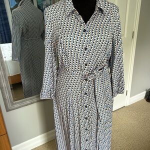 Marks & Spencer Blue and White Patterned Maxi Dress